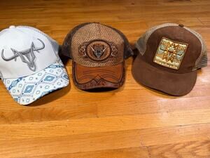 Platini Western Trucker Hat Lot of 3 Longhorn Aztec Mesh Snapback Caps
